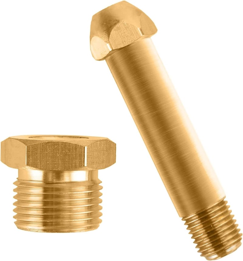 Kolibrox CGA-580 Nut & 3" Nipple - Regulator Inlet Bottle Fitting for Helium Argon Nitrogen - Brass Construction Threaded Design - Perfect for Gas Cylinders & Welding | 3"x1/4 NPT - Image 1